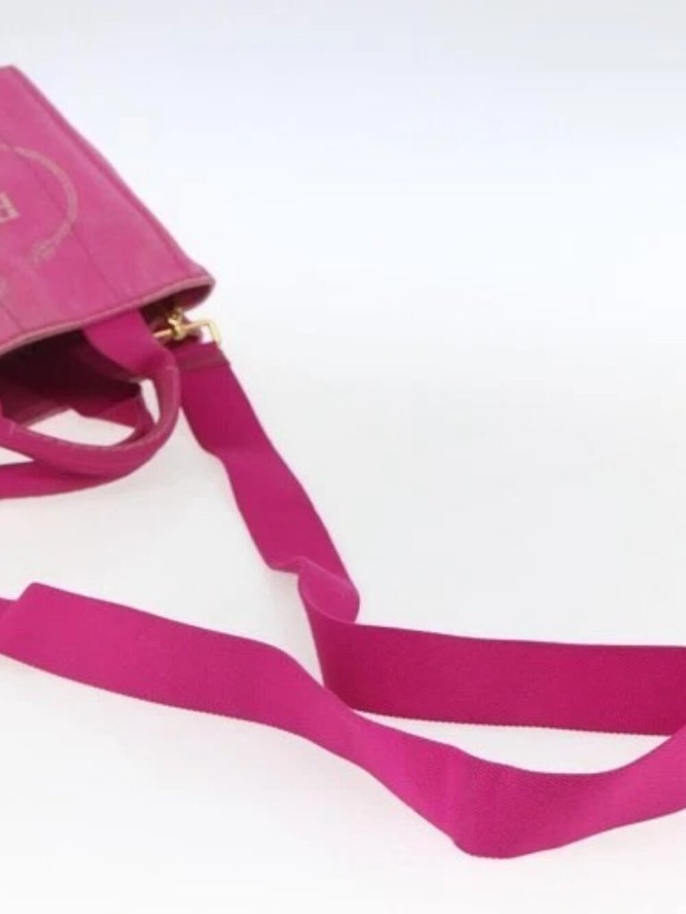 PRADA Canapa PM Hand Bag Canvas 2way Pink Gold Auth ka2235 - Picture 8 of 16